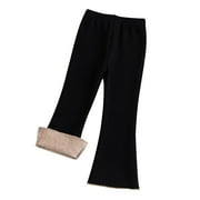 AherBiu Girls Flare Leggings Pants Fuzzy Fleece Winter Warm Baby Clothes High Waisted Toddler Trousers
